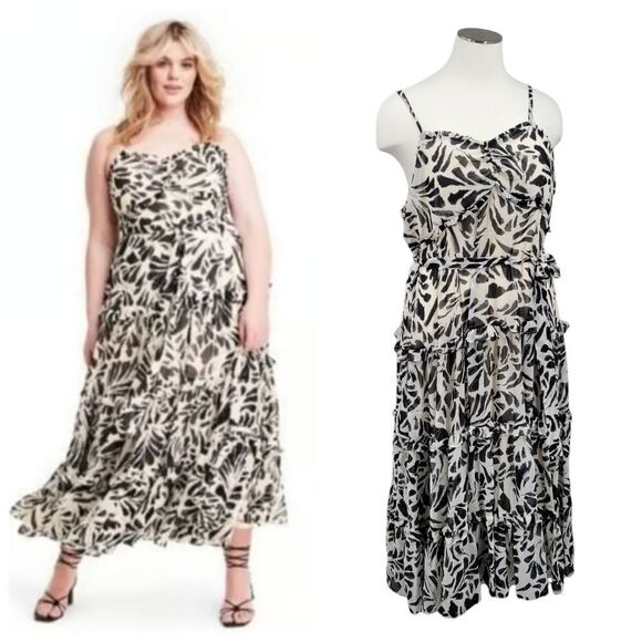 Alexis for Target Botanical Sleeveless Tiered Ruffle Dress Women's Plus Size 3X - Picture 1 of 14